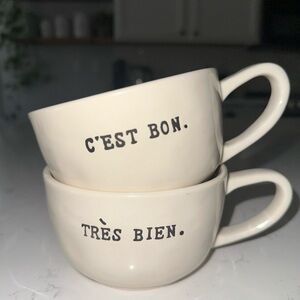 Pair of Rae Dunn RARE Ceramic French Espresso Mugs